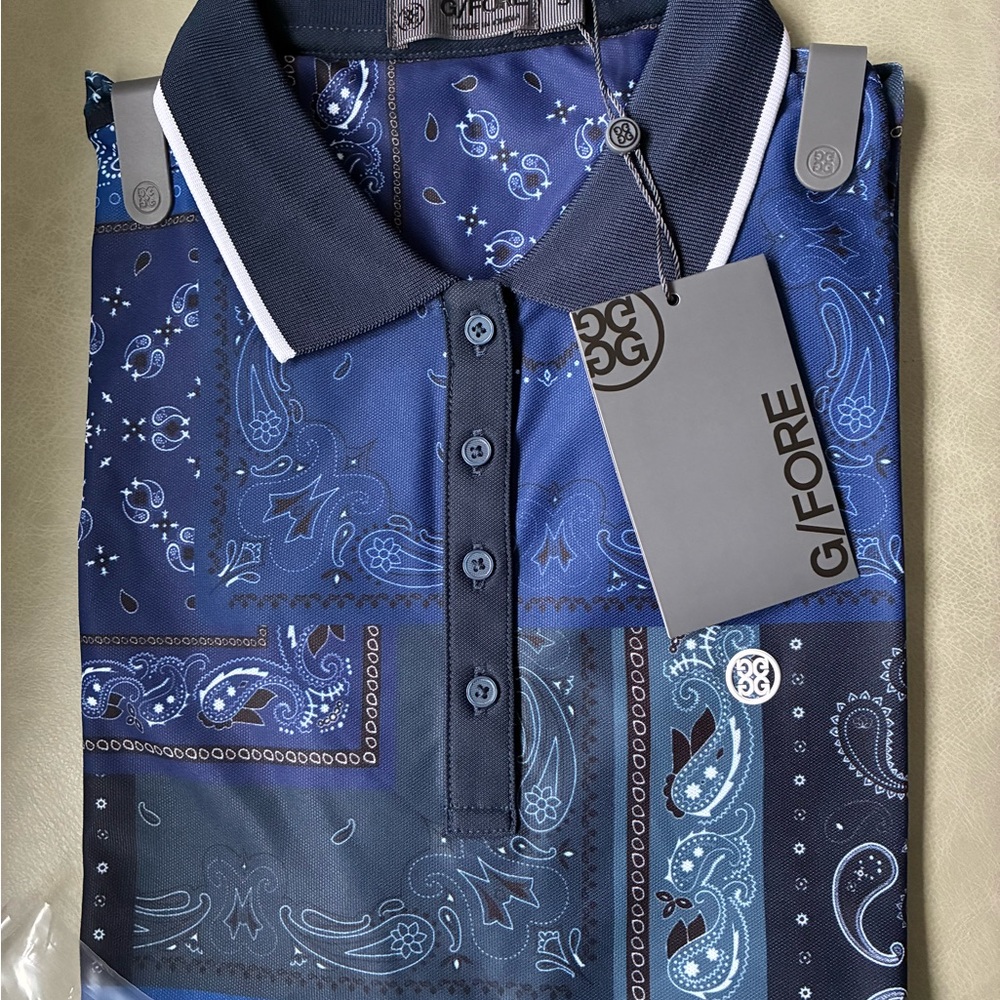 NWT G/FORE  Women's Bandana Tech Pique Golf Shirt S $120